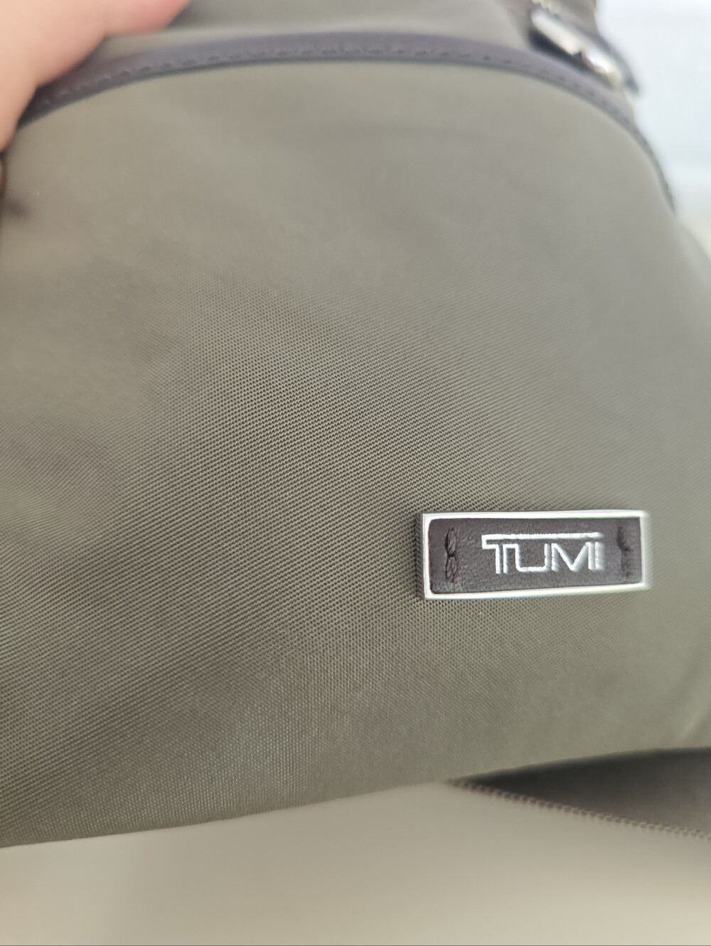 Tumi Travel Crossbody Pouch Nylon Leather Trim Green Brown Color Mini Size - Picture 6 of 12
